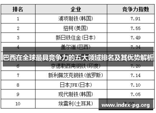 巴西在全球最具竞争力的五大领域排名及其优势解析
